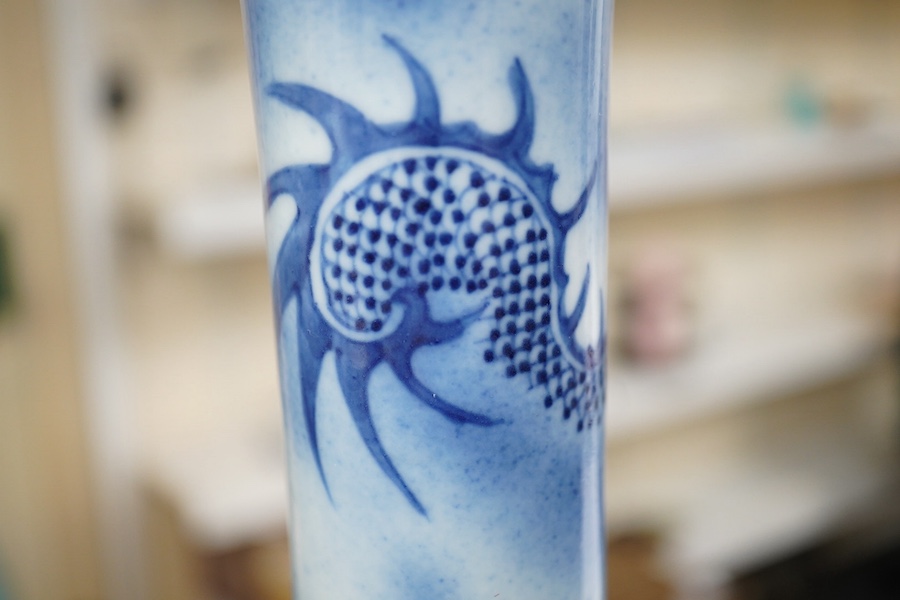 A Chinese blue and white ‘dragon’ bottle vase, 19th century